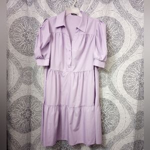 SHEIN Qutie Curve Puff Sleeve Tiered Hem Smock Dress Plus Size 2XL